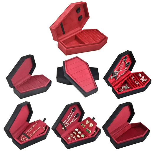 Velvet Coffin Shape Jewelry Box