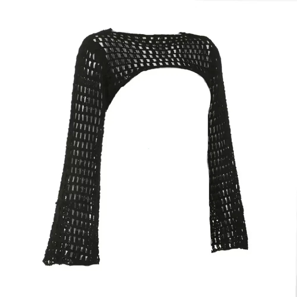 Crochet Fishnet Flare Sleeve Cover Up