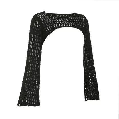Crochet Fishnet Flare Sleeve Cover Up