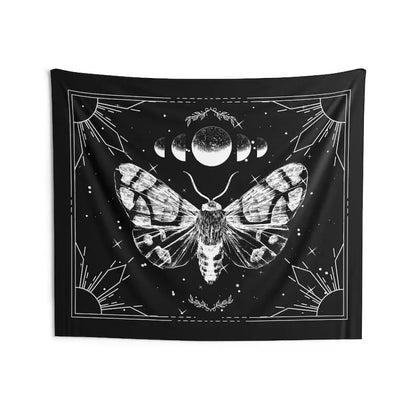 Moon Phase Dark Moth Tapestry