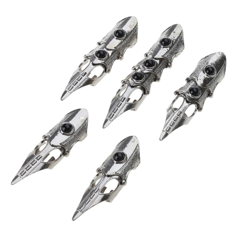 Punk Black Skeleton Full Finger Ring