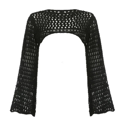 Crochet Fishnet Flare Sleeve Cover Up