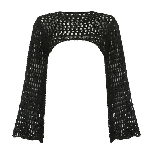 Crochet Fishnet Flare Sleeve Cover Up