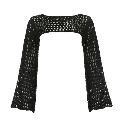 Crochet Fishnet Flare Sleeve Cover Up
