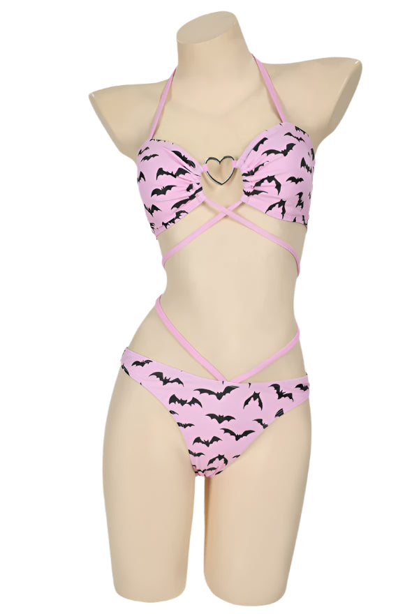 Pastel Goth Bat Two Piece Bikini Swimsuit