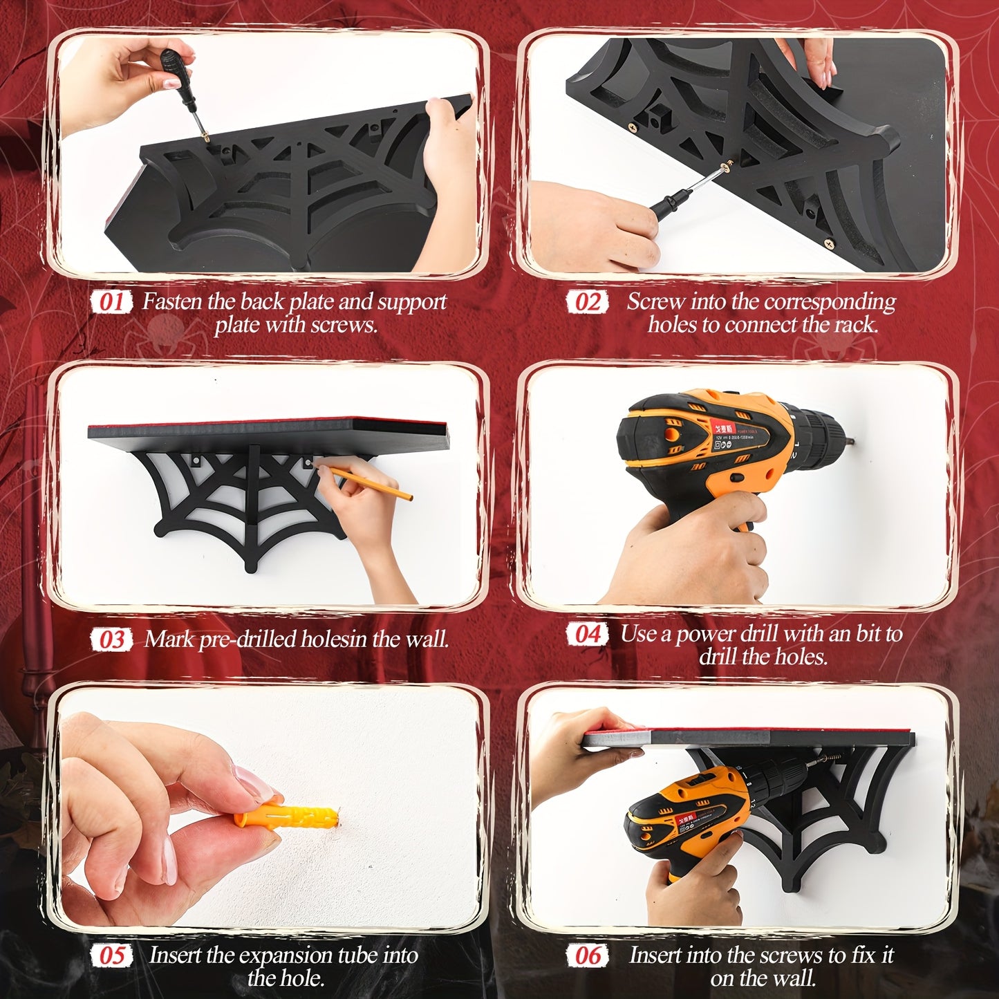 Gothic coffin spider web Wall Mounted Cat Shelf