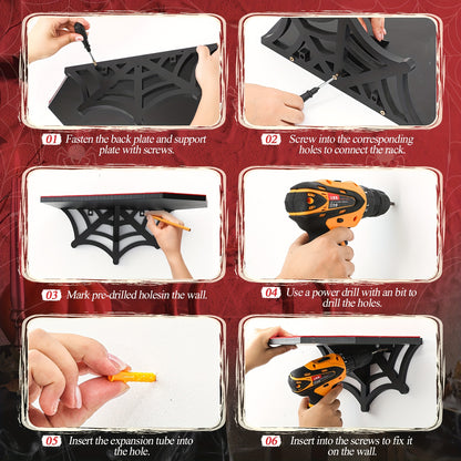 Gothic coffin spider web Wall Mounted Cat Shelf