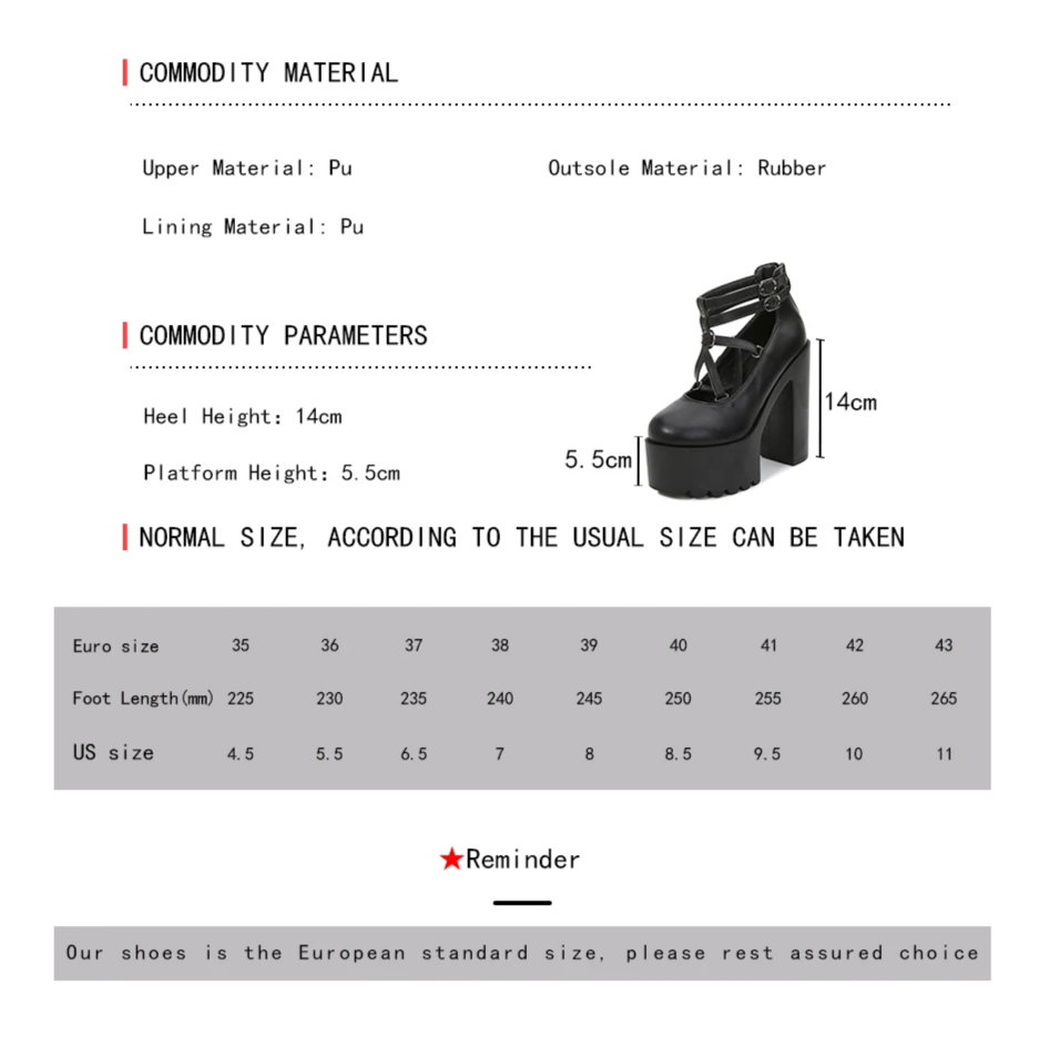 Pentagram Strap Design Platform Shoes