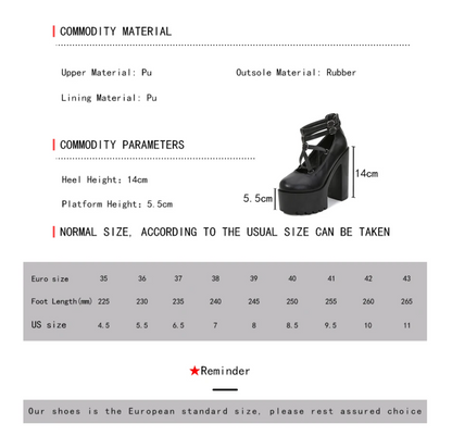 Pentagram Strap Design Platform Shoes