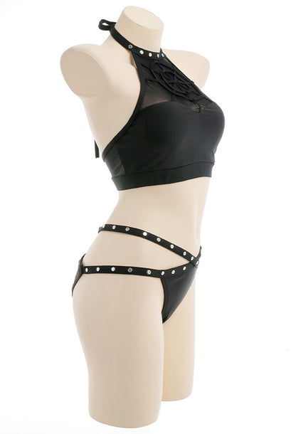 Spider Web Mesh Chest Two Piece Swimsuit