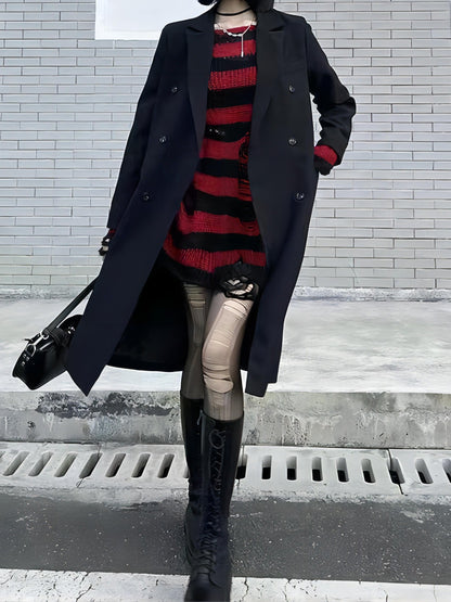 Gothic Striped Ripped Knitted Sweater