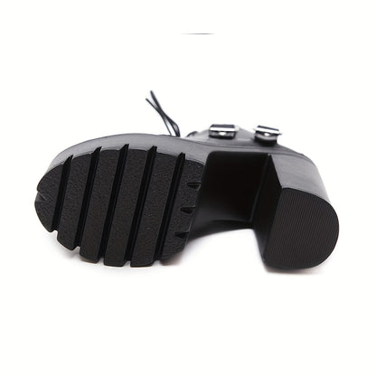 Block Heeled Short Buckle Boots