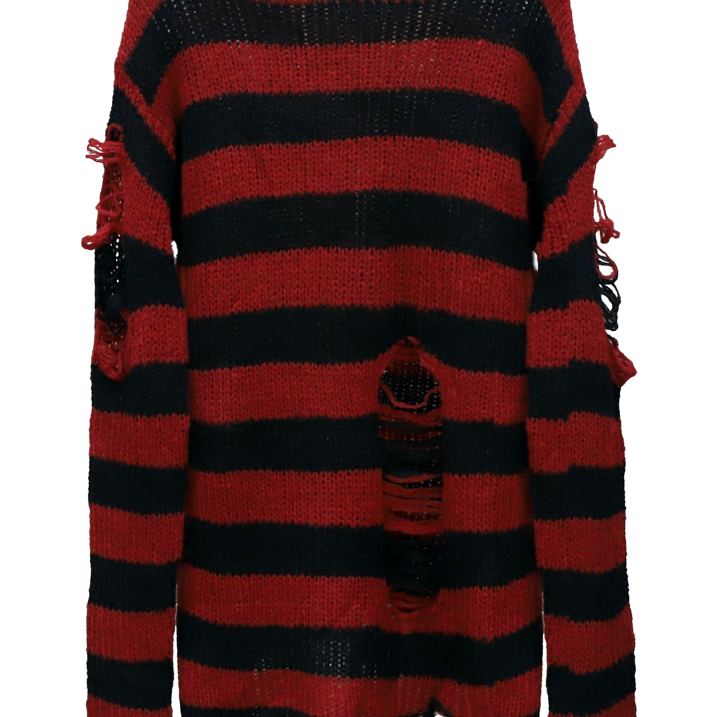 Gothic Striped Ripped Knitted Sweater